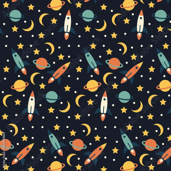 Fototapeta Seamless pattern of space