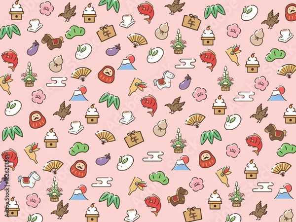 Obraz 正月アイテムパターン　午年　馬年