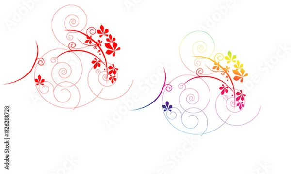 Obraz Elegant floral vector design with swirls and leaves colorful decorative element isolated on white background