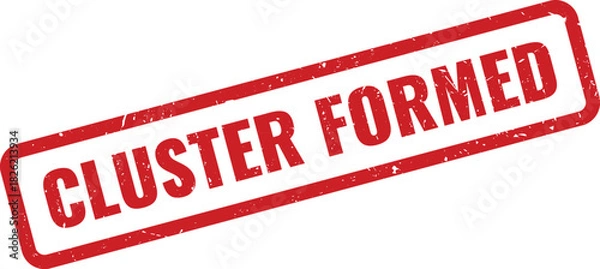 Fototapeta Vibrant Red Grunge Rubber Stamp Indicating a Collaborative Cluster Has Been Formed