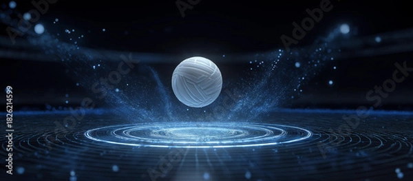 Obraz volleyball ball jumps from digital platform