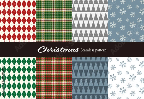 Fototapeta クリスマスイメージのシームレスパターン ベクター 柄 背景素材 スウォッチ 冬