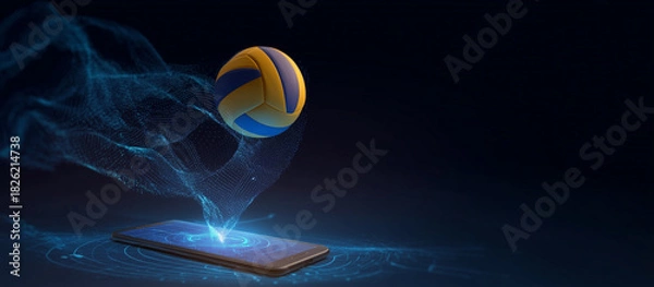Obraz volleyball ball jumps from digital platform