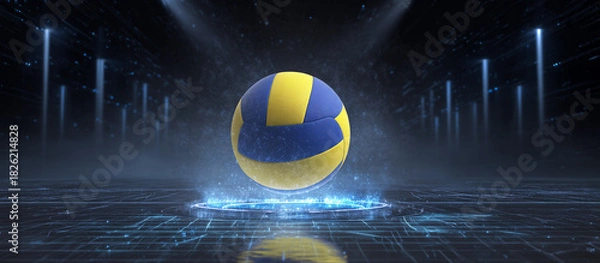 Obraz volleyball ball jumps from digital platform