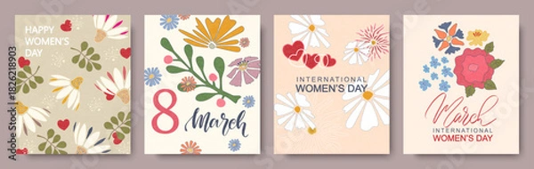 Fototapeta Postcards for March 8th set