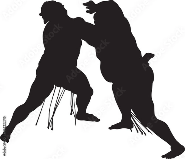 Obraz 日本古来の武道である大相撲のシルエット