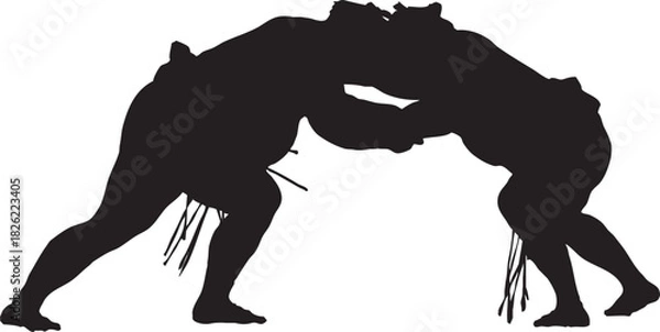 Obraz 日本古来の武道である大相撲のシルエット