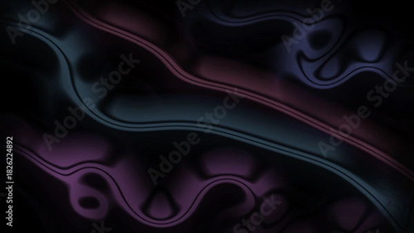 Obraz Abstract vibrant dark gradient background featuring smooth flowing wavy lines and subtle metallic reflections, creating a modern digital art composition perfect for technology, science, web, and futur