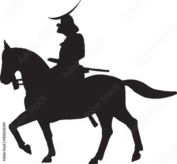 Obraz 戦国時代の将軍の騎乗のシルエット