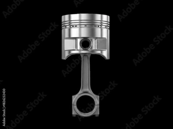 Fototapeta Detailed engine piston and connecting rod isolated on transparent background