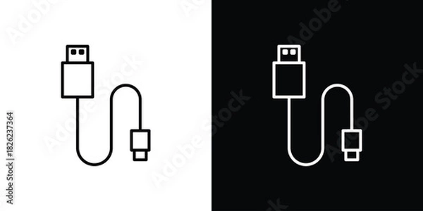 Obraz USB cable icon thin line outline concept. Linear style icon. Editable stroke. Vector