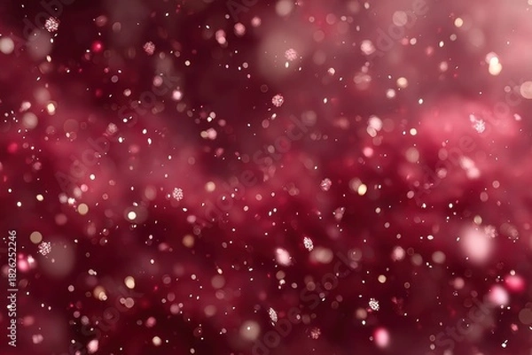 Fototapeta Luxury red glitter bokeh background with floating sparkling particles, ideal for Christmas designs, premium branding, elegant invitations and festive templates.