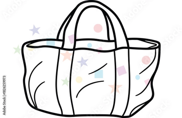 Fototapeta Simple Outline Drawing of a Fashionable Tote Bag Handbag, a Versatile Everyday Accessory for Shopping and Style