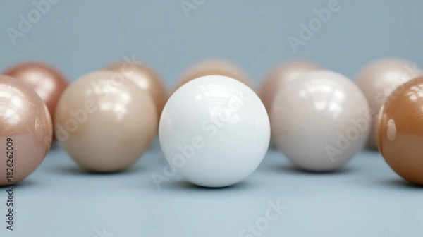 Obraz Single bright sphere leading muted ones, motivation, leadership and drive