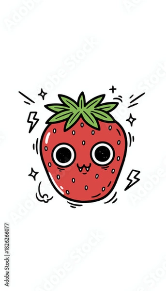 Fototapeta A cartoon hourglass character with antlers and a smiling face, surrounded by lightning bolts and spilling sand.