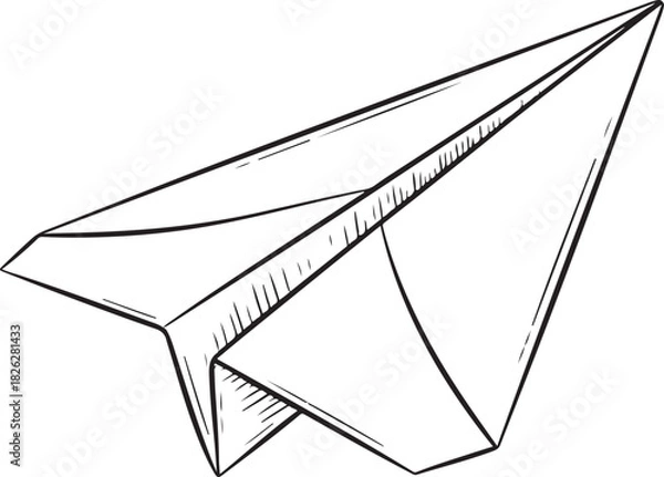 Obraz Paper Airplane Line Outline Vector Art