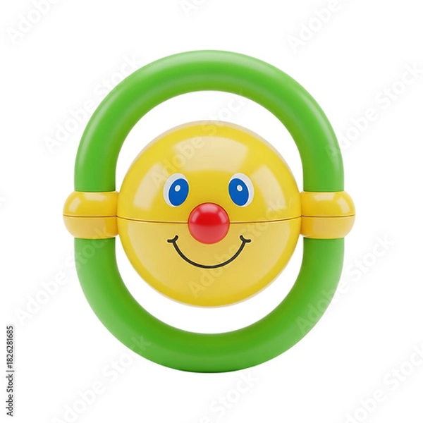 Obraz Brightly colored baby rattle with a smiling face