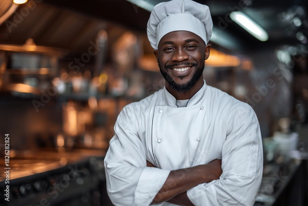 Obraz Smiling Chef in Commercial Kitchen