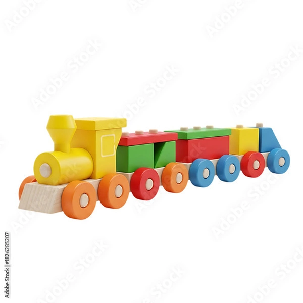 Obraz Colorful wooden toy train with multiple cars