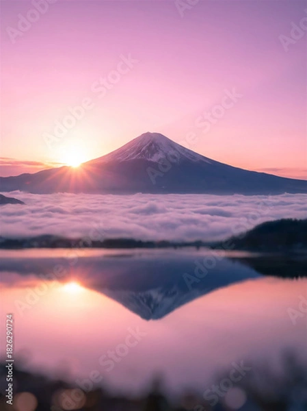 Obraz 富士山　初日の出　お正月　ai生成画像	
