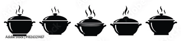 Fototapeta set of  hot pot icon vector illustration isolated on white background