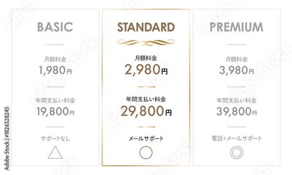 Obraz 高級感のある料金表のデザインテンプレート	
