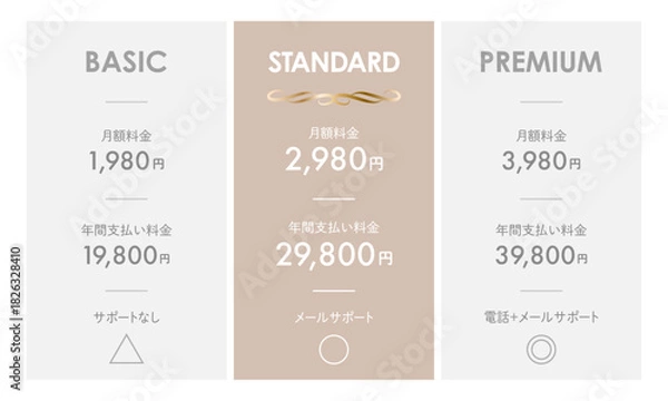 Obraz 高級感のある料金表のデザインテンプレート	
