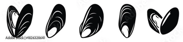 Obraz set of  mussel shell icon vector illustration isolated on white background