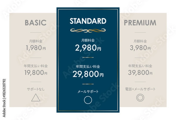 Obraz 高級感のある料金表のデザインテンプレート	
