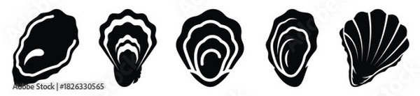 Obraz set of  oyster shell icon vector illustration isolated on white background