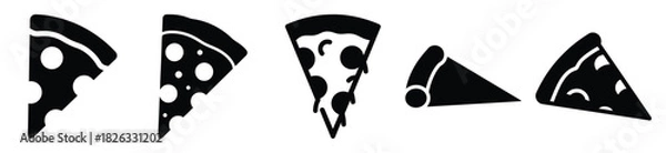 Obraz set of  pizza slice icon vector illustration isolated on white background
