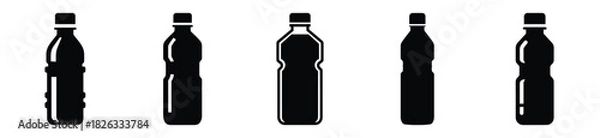 Fototapeta set of  water bottle icon vector illustration isolated on white background