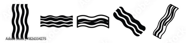 Obraz set of  bacon strip icon vector illustration isolated on white background