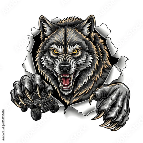 Obraz wolf head mascot illustration