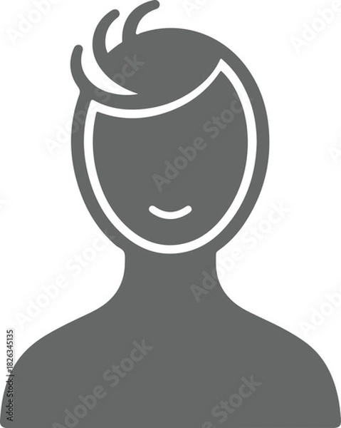 Fototapeta Simple silhouette illustration of young man or boy avatar profile user portrait graphic vector icon isolated on background
