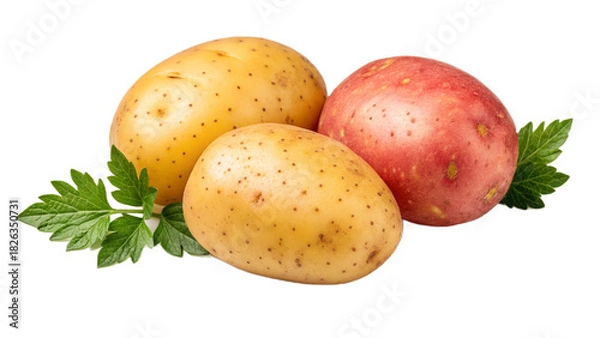 Obraz Three potatoes stacked isolated on transparent background