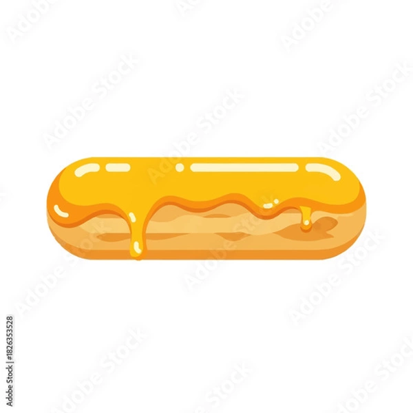 Fototapeta Delicious golden glazed eclair illustration on a clean white background, a sweet pastry treat for any occasion