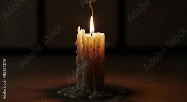 Obraz Burning Candle in Dark Room