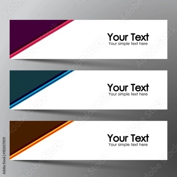 Obraz Web banner set design background. Inspired by geometric, three color that blue brown and purple.Vector illustration. 