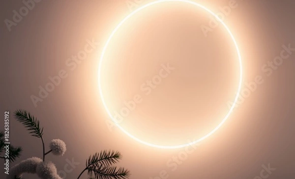 Obraz Christmas card with round frame on white background christmas background christmas holiday background winter decoration celebration