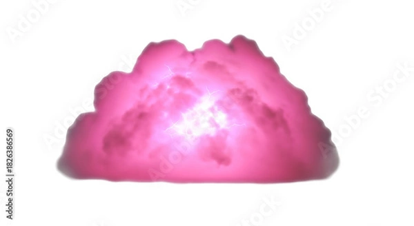 Obraz Pink cloud with lightning strikes for dramatic effect on transparent background