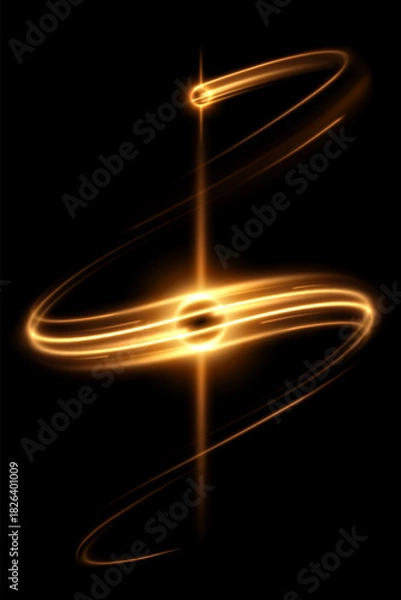 Fototapeta Twirl light lines effect on black background