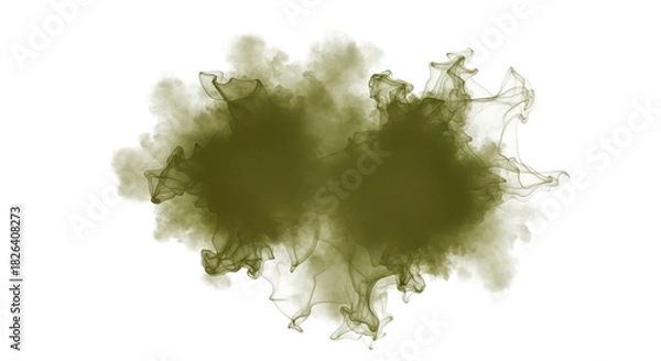 Obraz Olive green smoke cloud effect for compositing work on transparent background