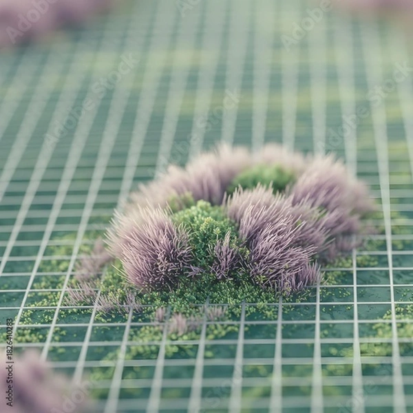 Obraz Macro Exploration of a Serene Digital Grid: Abstract Matrix with Soft Gradients and Organic Textures Evoking Ambient Calm and Energy