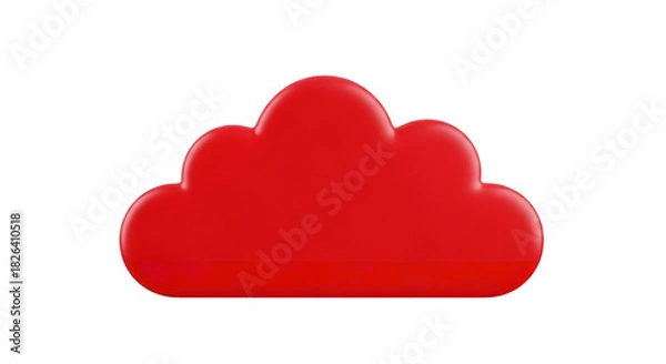 Obraz Red cloud icon against a in a simple digital rendering on transparent background