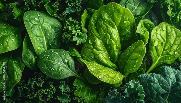 Obraz Fresh green leafy vegetables closeup