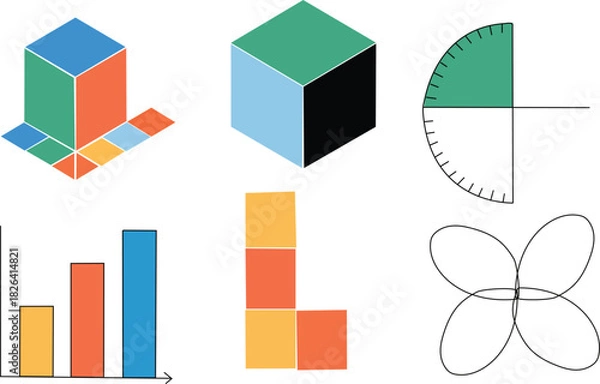 Obraz colorful geometric shapes and math illustrations for educational 
