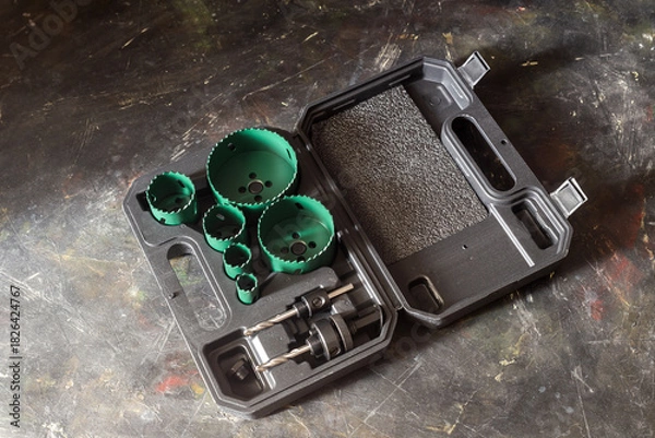 Obraz Drill bits, hole saws close-up