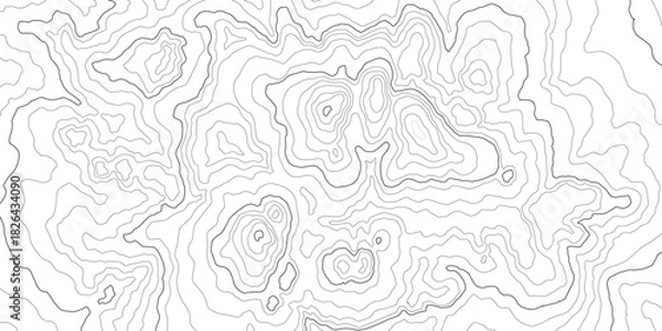 Obraz Topographic map vintage style background. Land topography map vector design. Retro topographic elevation line map pattern.