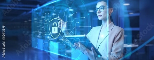 Obraz Cybersecurity and Data Protection Interface Technology Concept.